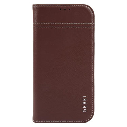 For iPhone 17 GEBEI Top-grain Horizontal Flip Leather Phone Case(Brown) by GEBEI