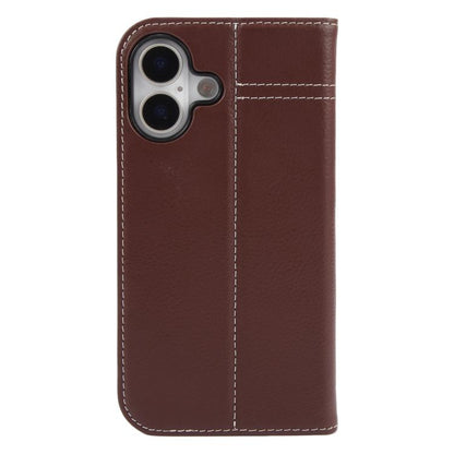 For iPhone 17 GEBEI Top-grain Horizontal Flip Leather Phone Case(Brown) by GEBEI
