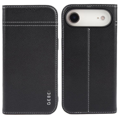 For iPhone Air GEBEI Top-grain Horizontal Flip Leather Phone Case(Black) by GEBEI