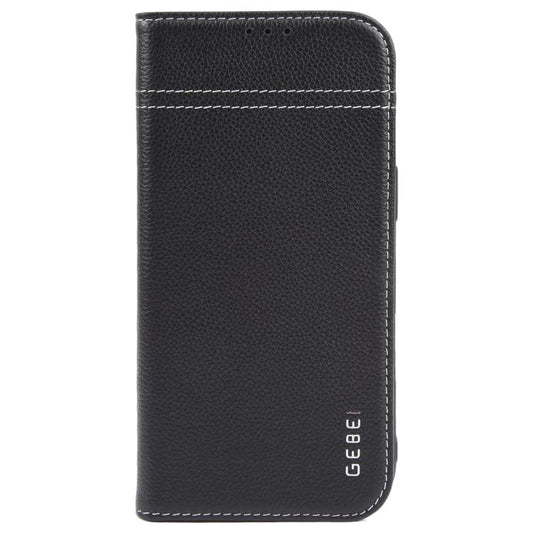 For iPhone Air GEBEI Top-grain Horizontal Flip Leather Phone Case(Black) by GEBEI