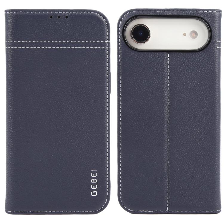 For iPhone Air GEBEI Top-grain Horizontal Flip Leather Phone Case(Blue) by GEBEI
