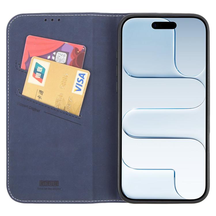For iPhone Air GEBEI Top-grain Horizontal Flip Leather Phone Case(Blue) by GEBEI
