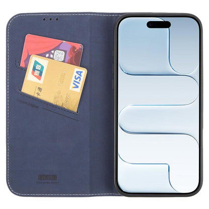 For iPhone Air GEBEI Top-grain Horizontal Flip Leather Phone Case(Blue) by GEBEI