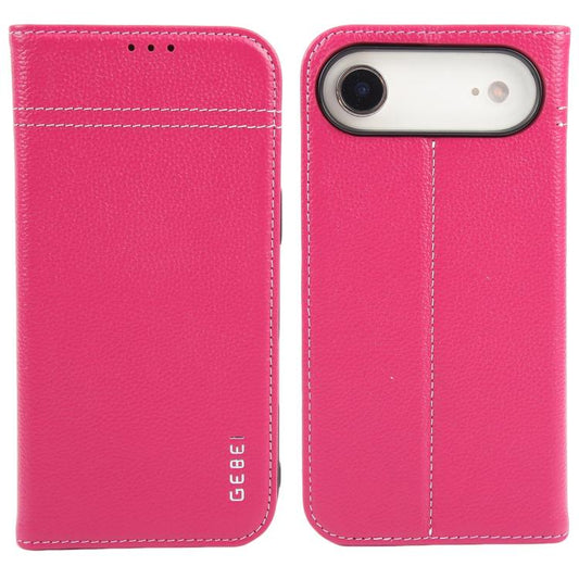 For iPhone Air GEBEI Top-grain Horizontal Flip Leather Phone Case(Rose Red) by GEBEI