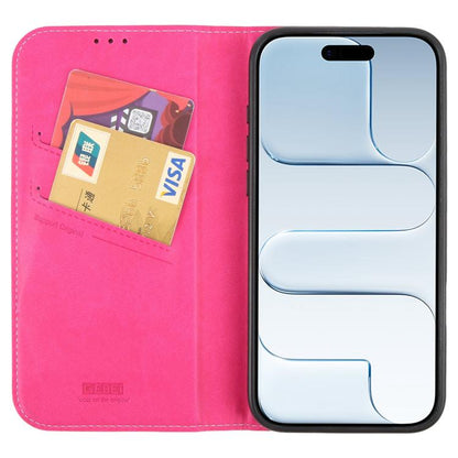 For iPhone Air GEBEI Top-grain Horizontal Flip Leather Phone Case(Rose Red) by GEBEI