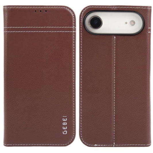 For iPhone Air GEBEI Top-grain Horizontal Flip Leather Phone Case(Brown) by GEBEI