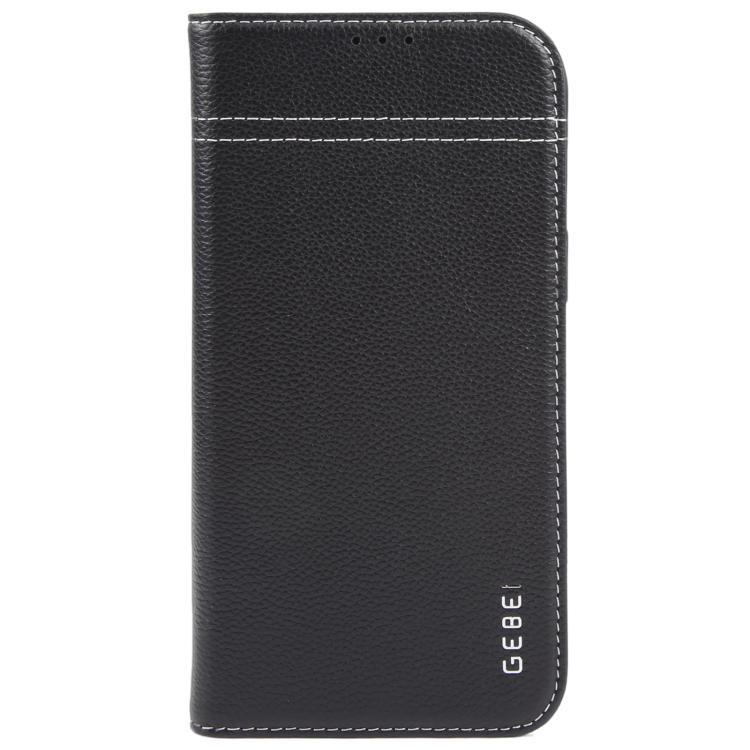 For iPhone 17 Pro GEBEI Top-grain Horizontal Flip Leather Phone Case(Black) by GEBEI
