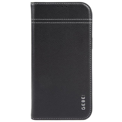 For iPhone 17 Pro GEBEI Top-grain Horizontal Flip Leather Phone Case(Black) by GEBEI