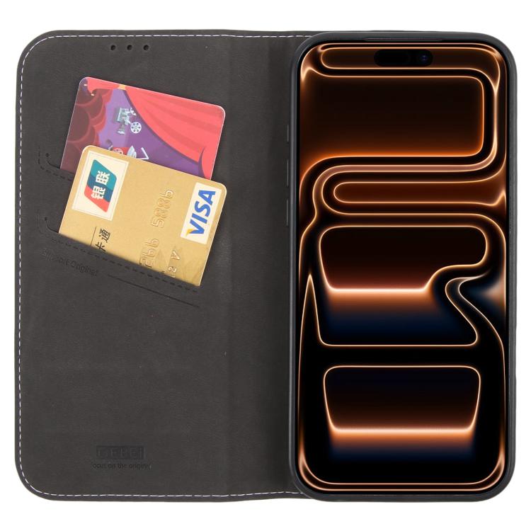 For iPhone 17 Pro GEBEI Top-grain Horizontal Flip Leather Phone Case(Black) by GEBEI