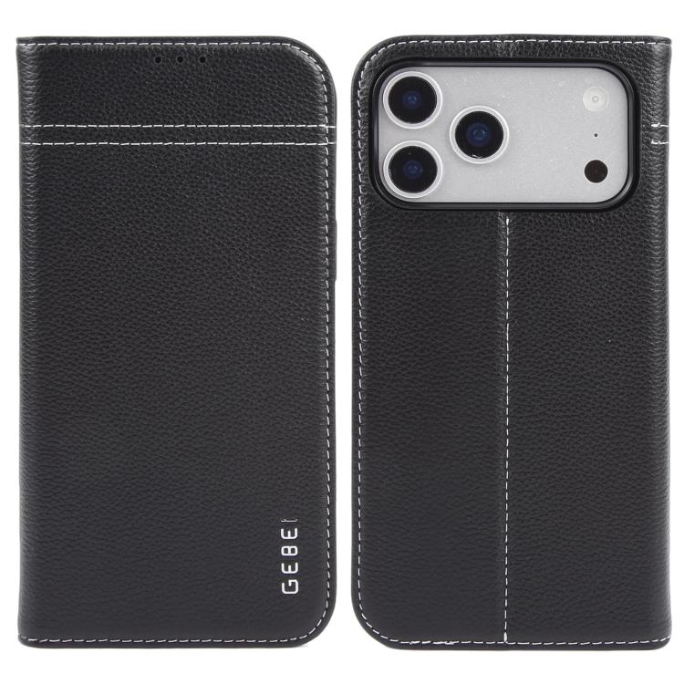 For iPhone 17 Pro Max GEBEI Top-grain Horizontal Flip Leather Phone Case(Black) by GEBEI