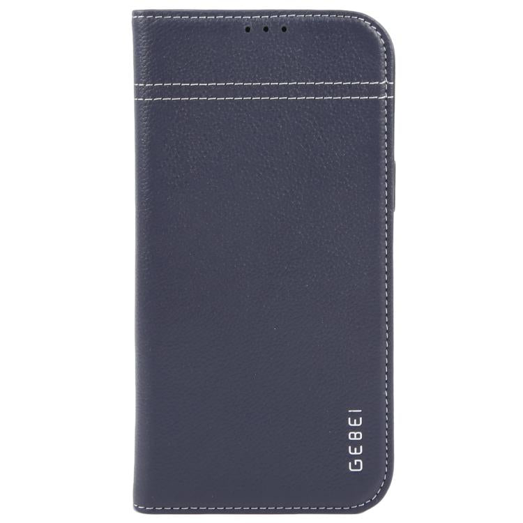 For iPhone 17 Pro Max GEBEI Top-grain Horizontal Flip Leather Phone Case(Blue) by GEBEI