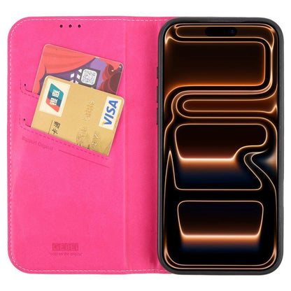 For iPhone 17 Pro Max GEBEI Top-grain Horizontal Flip Leather Phone Case(Rose Red) by GEBEI