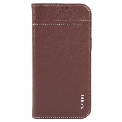 For iPhone 17 Pro Max GEBEI Top-grain Horizontal Flip Leather Phone Case(Brown) by GEBEI