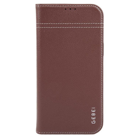 For iPhone 17 Pro Max GEBEI Top-grain Horizontal Flip Leather Phone Case(Brown) by GEBEI