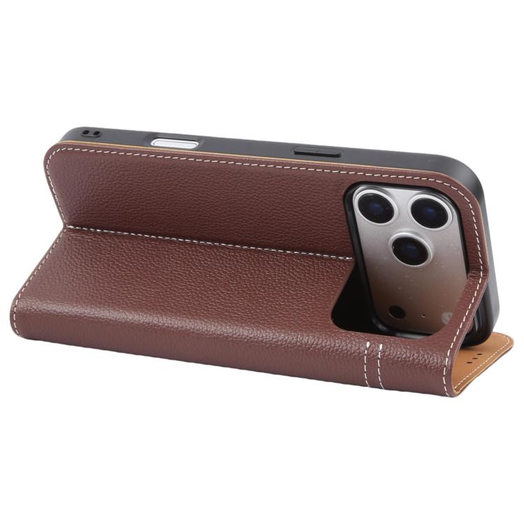 For iPhone 17 Pro Max GEBEI Top-grain Horizontal Flip Leather Phone Case(Brown) by GEBEI