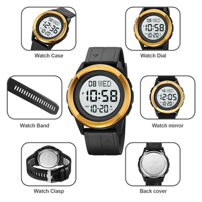 SKMEI 2047 Multifunctional Men 50M Waterproof Sports Digital Wrist Watch(Gold+Black) by SKMEI