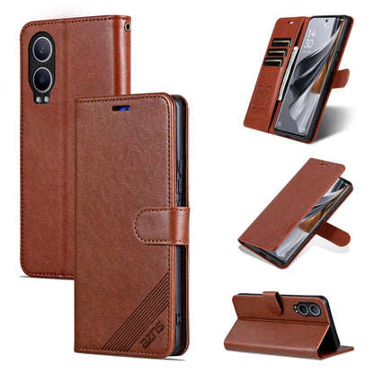 For OnePlus Nord CE4 Lite 5G AZNS Sheepskin Texture Flip Leather Phone Case(Brown) by AZNS