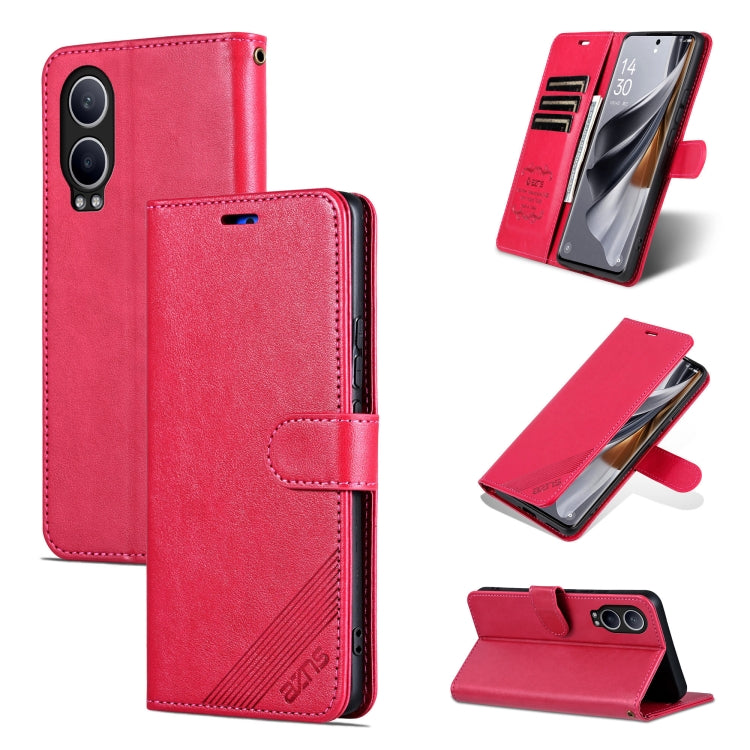 For OnePlus Nord CE4 Lite 5G AZNS Sheepskin Texture Flip Leather Phone Case(Red) by AZNS