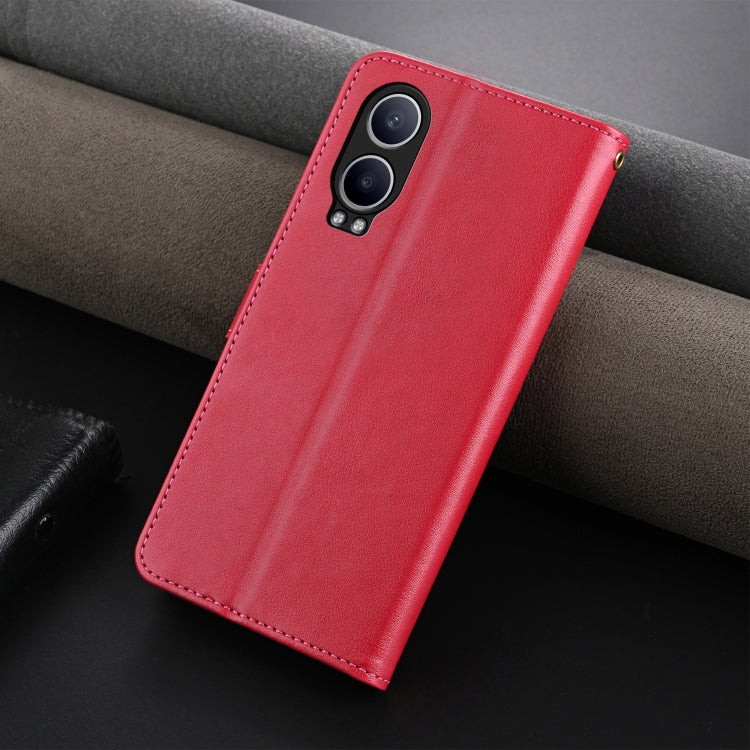 For OnePlus Nord CE4 Lite 5G AZNS Sheepskin Texture Flip Leather Phone Case(Red) by AZNS