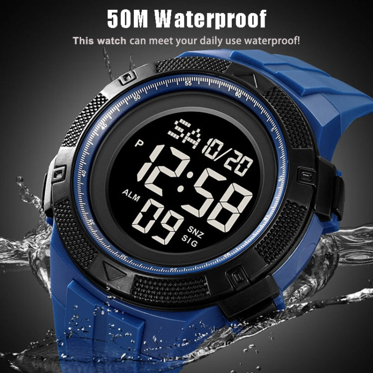 SKMEI 2078 Multifunctional Men 50M Waterproof Sports Fashion Digital Wrist Watch(Black Blue) by SKMEI