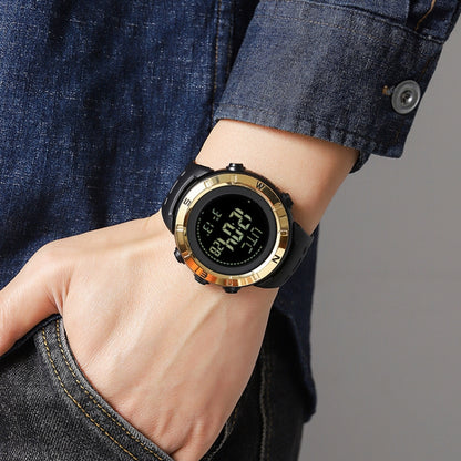 Shimei 2096 Multifunctional Men 50M Waterproof Compass Noctilucent Digital Wrist Watch(Gold) by SKMEI