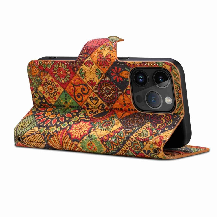 For iPhone 11 Pro Denior Flower Language Series Cork Fabric Oil Edge Leather Phone Case(Autumn) by Denior