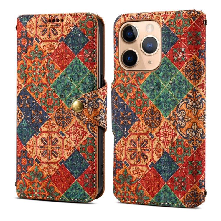 For iPhone 11 Pro Max Denior Flower Language Series Cork Fabric Oil Edge Leather Phone Case(Winter) by Denior