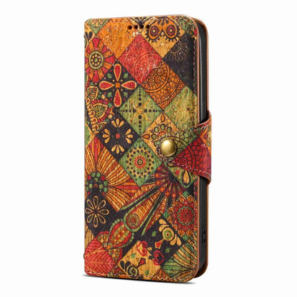 For iPhone 12 Pro Max Denior Flower Language Series Cork Fabric Oil Edge Leather Phone Case(Autumn) by Denior