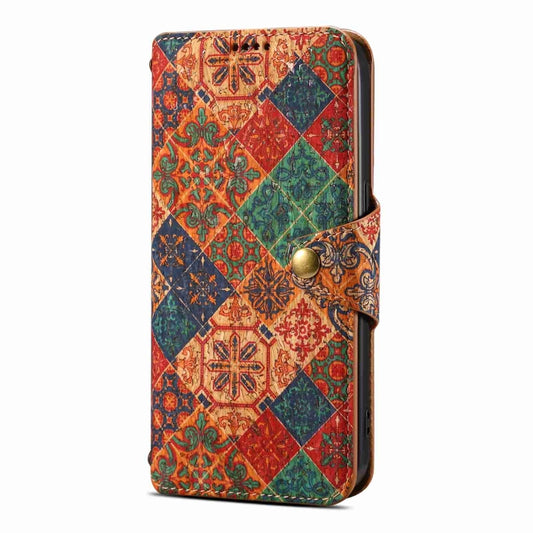 For iPhone 13 Pro Denior Flower Language Series Cork Fabric Oil Edge Leather Phone Case(Winter) by Denior