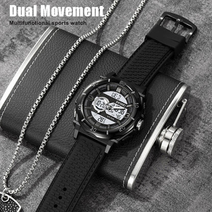 SKMEI 2098 Multifunctional Men 50M Waterproof Thermometer Dual Display Digital Wrist Watch(Black+White) by SKMEI