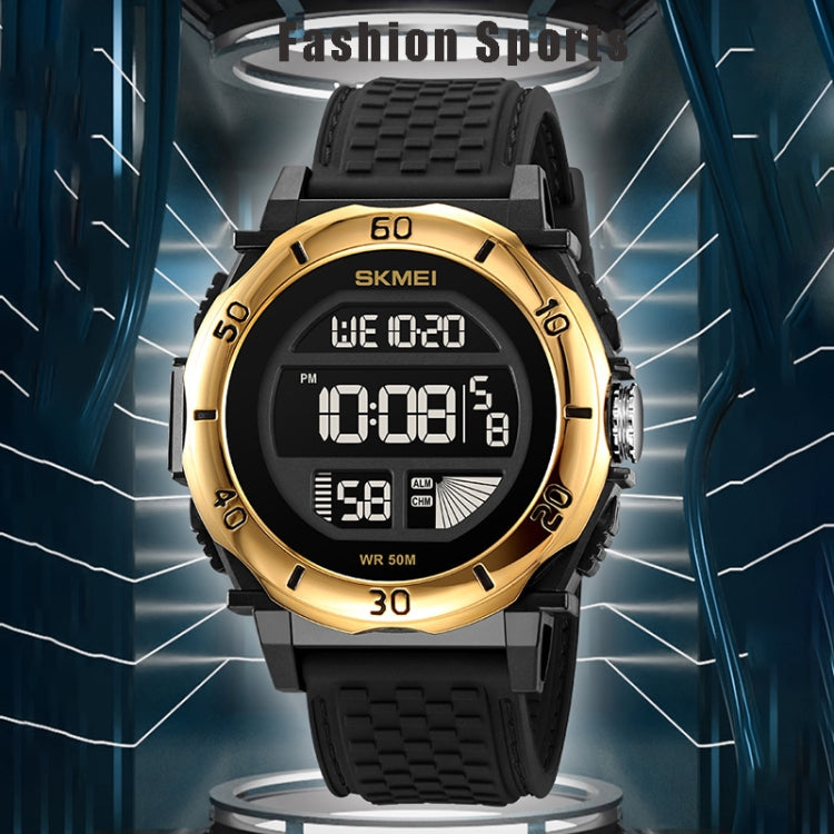 SKMEI 2099 Multifunctional Men Outdoor 50M Waterproof Luminous Digital Wrist Watch(Black Gold) by SKMEI