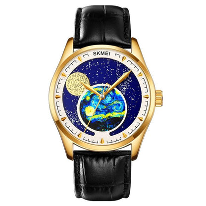 SKMEI 2115 Multifunctional Men Outdoor 30M Waterproof Moon Phase Quartz Watch(Gold) by SKMEI