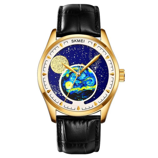 SKMEI 2115 Multifunctional Men Outdoor 30M Waterproof Moon Phase Quartz Watch(Gold) by SKMEI