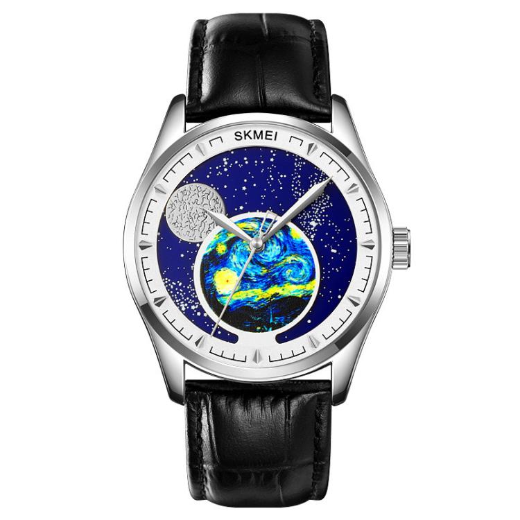 SKMEI 2115 Multifunctional Men Outdoor 30M Waterproof Moon Phase Quartz Watch(Silver) by SKMEI