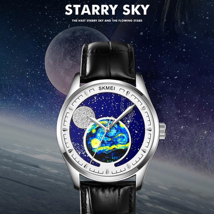 SKMEI 2115 Multifunctional Men Outdoor 30M Waterproof Moon Phase Quartz Watch(Silver) by SKMEI