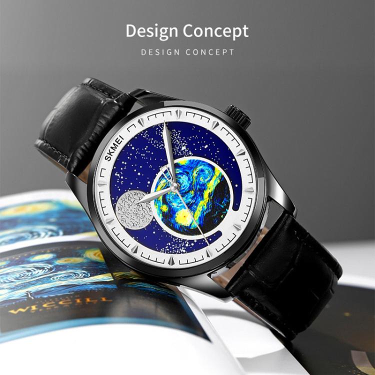 SKMEI 2115 Multifunctional Men Outdoor 30M Waterproof Moon Phase Quartz Watch(Silver) by SKMEI