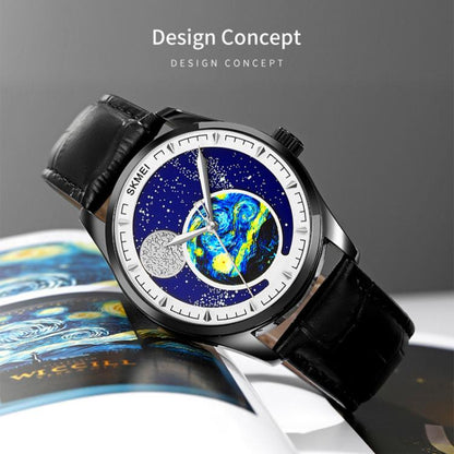 SKMEI 2115 Multifunctional Men Outdoor 30M Waterproof Moon Phase Quartz Watch(Silver) by SKMEI