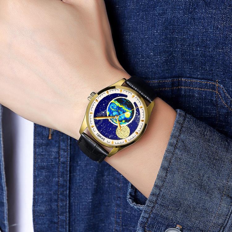 SKMEI 2115 Multifunctional Men Outdoor 30M Waterproof Moon Phase Quartz Watch(Black) by SKMEI