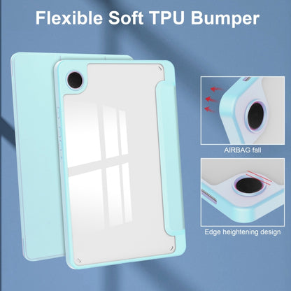 For Samsung Galaxy Tab A11 / A9 Acrylic 3-folding Leather Tablet Case with Pen Slot(Sky Blue) by bashfashion