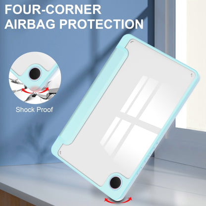 For Samsung Galaxy Tab A11 / A9 Acrylic 3-folding Leather Tablet Case with Pen Slot(Sky Blue) by bashfashion