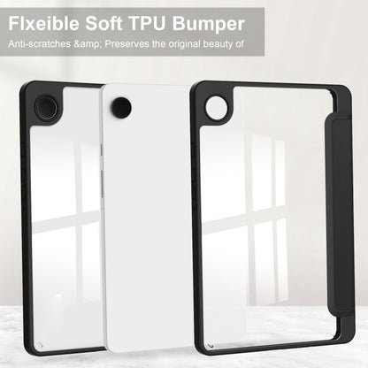 For Samsung Galaxy Tab A11 / A9 Acrylic 3-folding Leather Tablet Case with Pen Slot(Black) by bashfashion