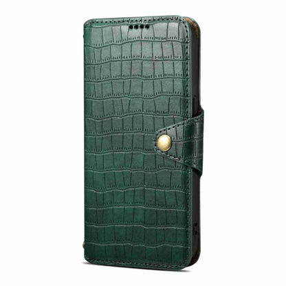 For iPhone 15 Denior Crocodile Texture Oil Edge Leather Phone Case(Green) by Denior