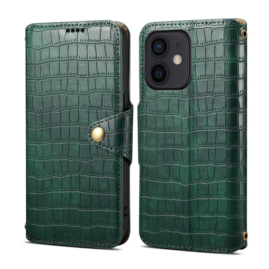 For iPhone 11 Denior Crocodile Texture Oil Edge Leather Phone Case(Green) by Denior