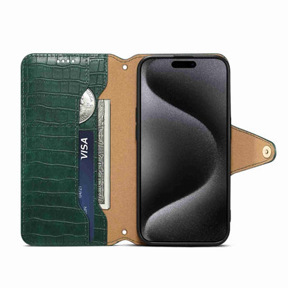 For iPhone 11 Pro Denior Crocodile Texture Oil Edge Leather Phone Case(Green) by Denior