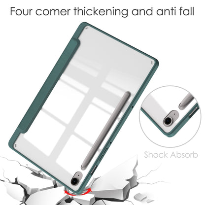 For Samsung Galaxy Tab S9 FE / S10 FE Acrylic 3-folding Smart Leather Tablet Case with Pen Slot(Dark Green) by bashfashion