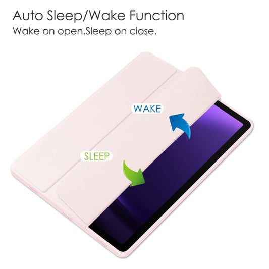 For Samsung Galaxy Tab S9 FE / S10 FE Acrylic 3-folding Smart Leather Tablet Case with Pen Slot(Pink) by bashfashion