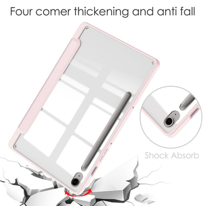 For Samsung Galaxy Tab S9 FE / S10 FE Acrylic 3-folding Smart Leather Tablet Case with Pen Slot(Pink) by bashfashion