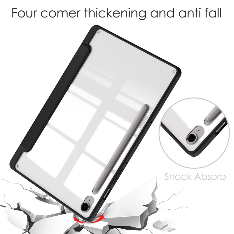 For Samsung Galaxy Tab S9 FE / S10 FE Acrylic 3-folding Smart Leather Tablet Case with Pen Slot(Black) by bashfashion