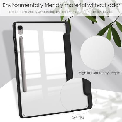 For Samsung Galaxy Tab S9 FE / S10 FE Acrylic 3-folding Smart Leather Tablet Case with Pen Slot(Black) by bashfashion