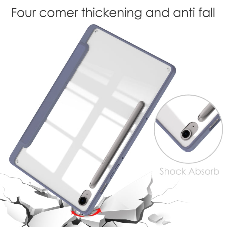 For Samsung Galaxy Tab S9 FE / S10 FE Acrylic 3-folding Smart Leather Tablet Case with Pen Slot(Lavender) by bashfashion